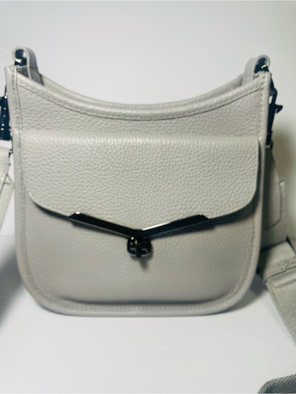 Botkier Gray Pebbled Leather Crossbody with Gunmetal Trim